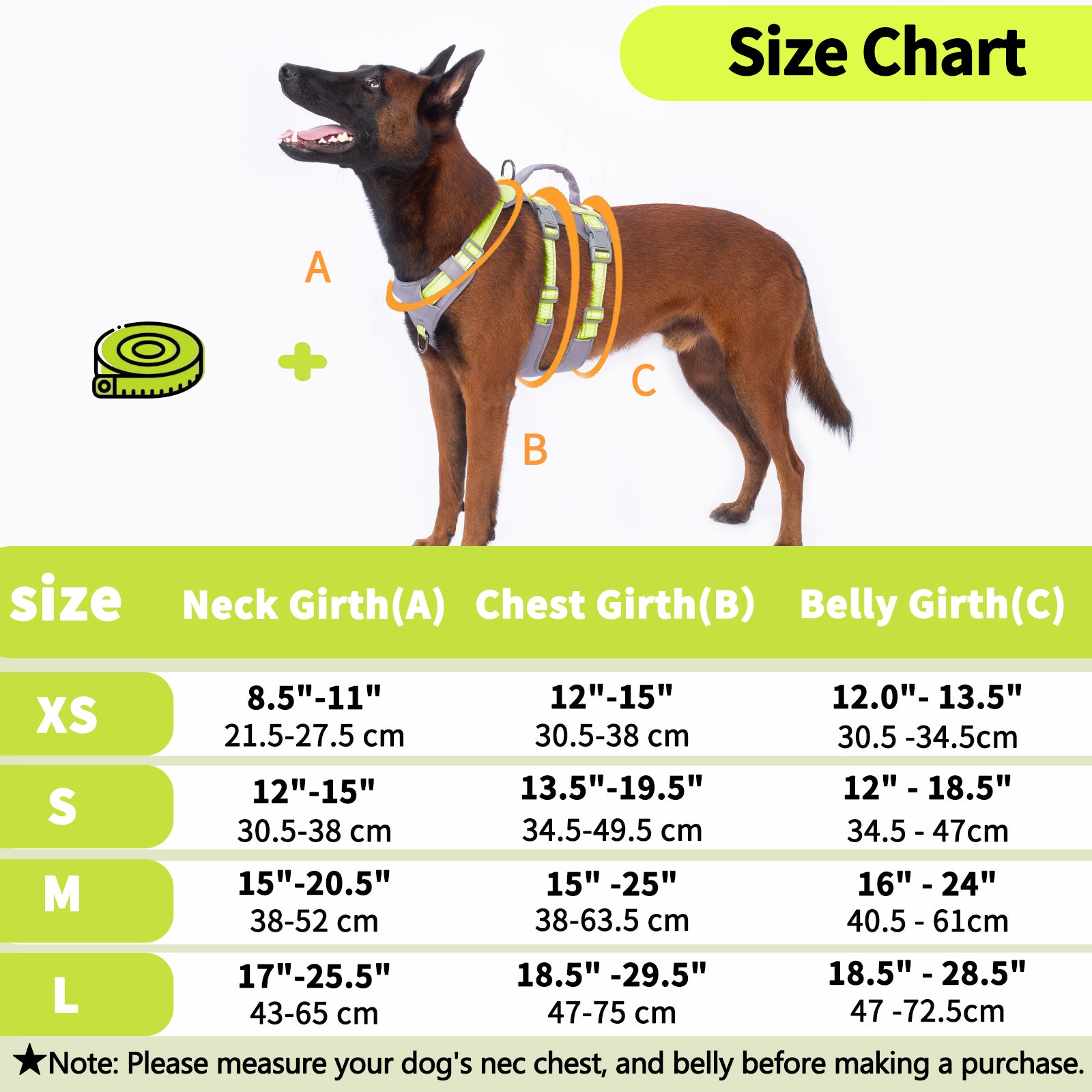 AllShieldPro Reflective Bright Green dog harness reflective visibility details