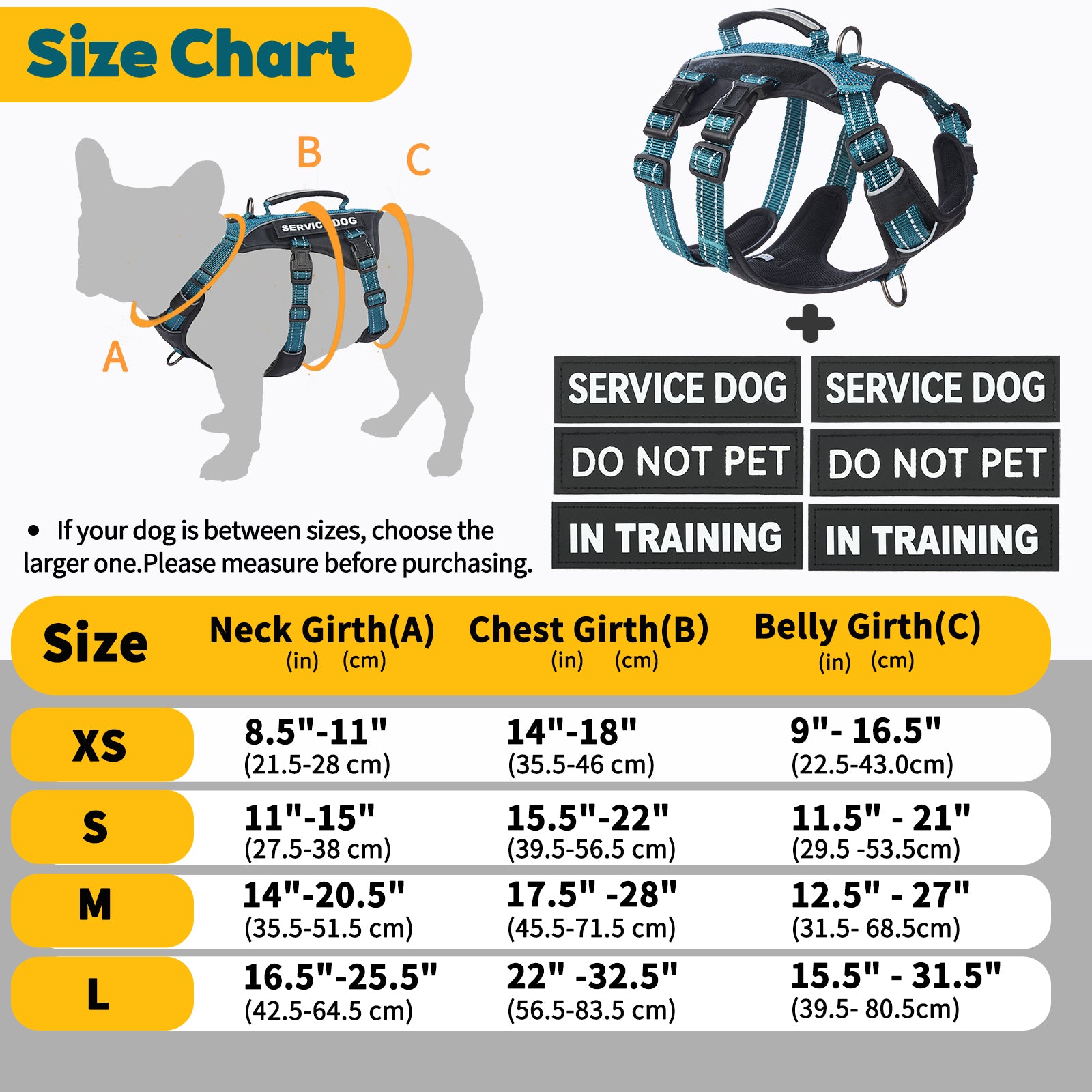 GuardPatchPro Reflective dog harness alternate product view and strap layout