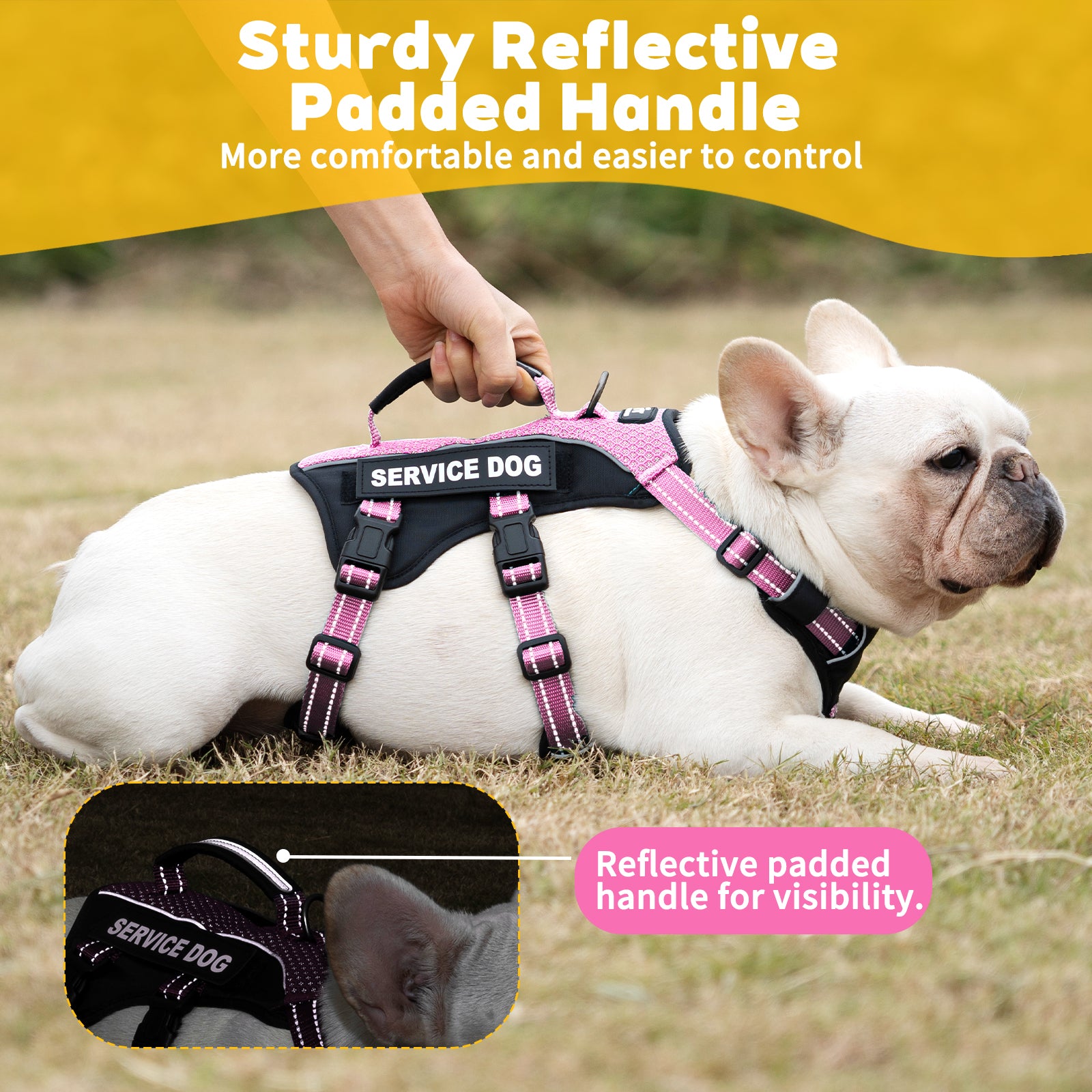 GuardPatchPro Reflective dog harness adjustable straps and buckle details