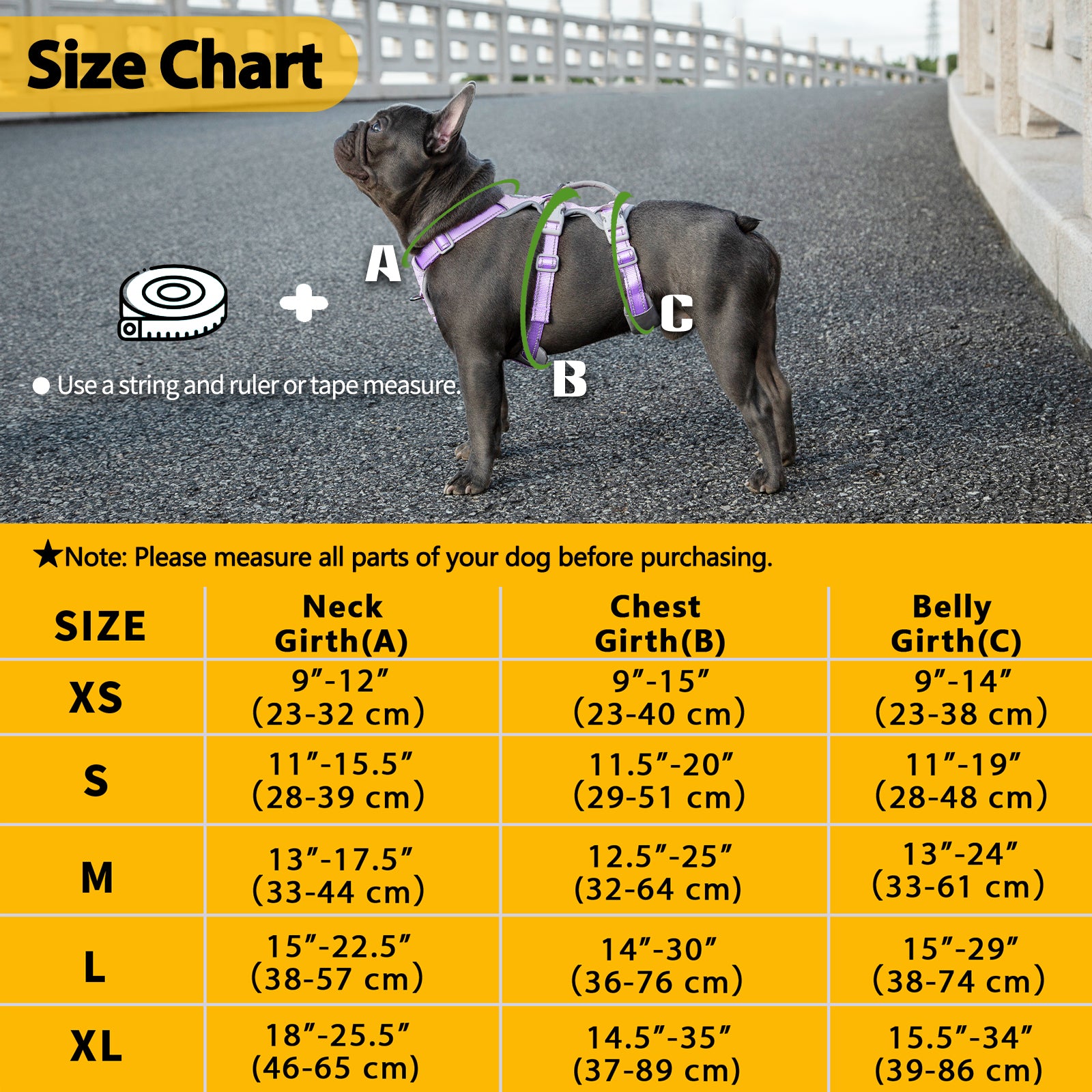 HalfGuardian Reflective Lavender Purple dog harness coverage and fit details