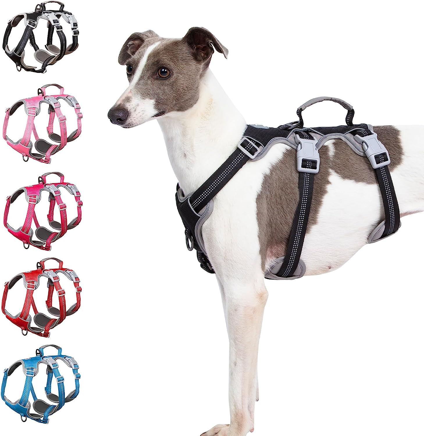 HalfGuardian Dustproof Black dog harness alternate product view and strap layout