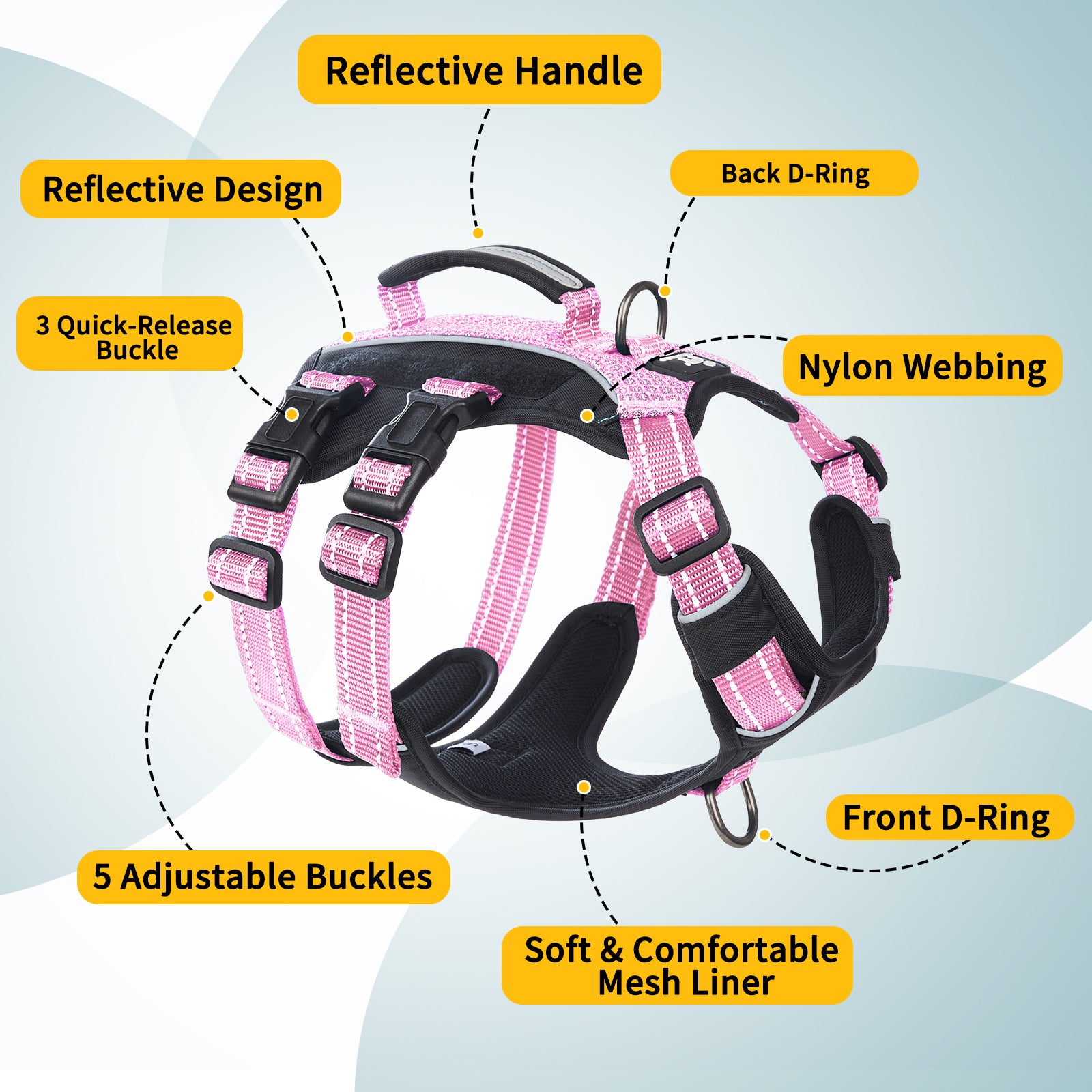 GuardPatchPro Reflective dog harness padded comfort and breathable construction