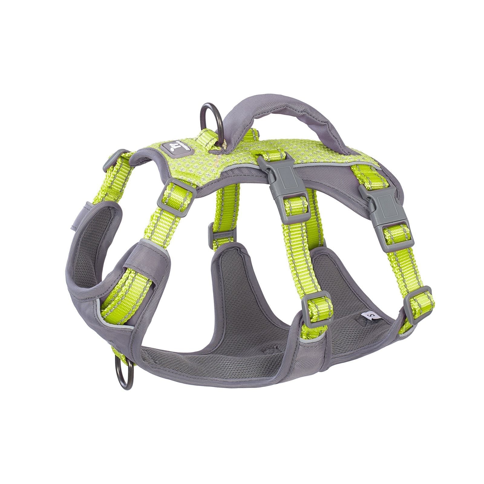 Huntboo AllShieldPro Reflective dog harness in bright green, product view on a clean background #color_bright green