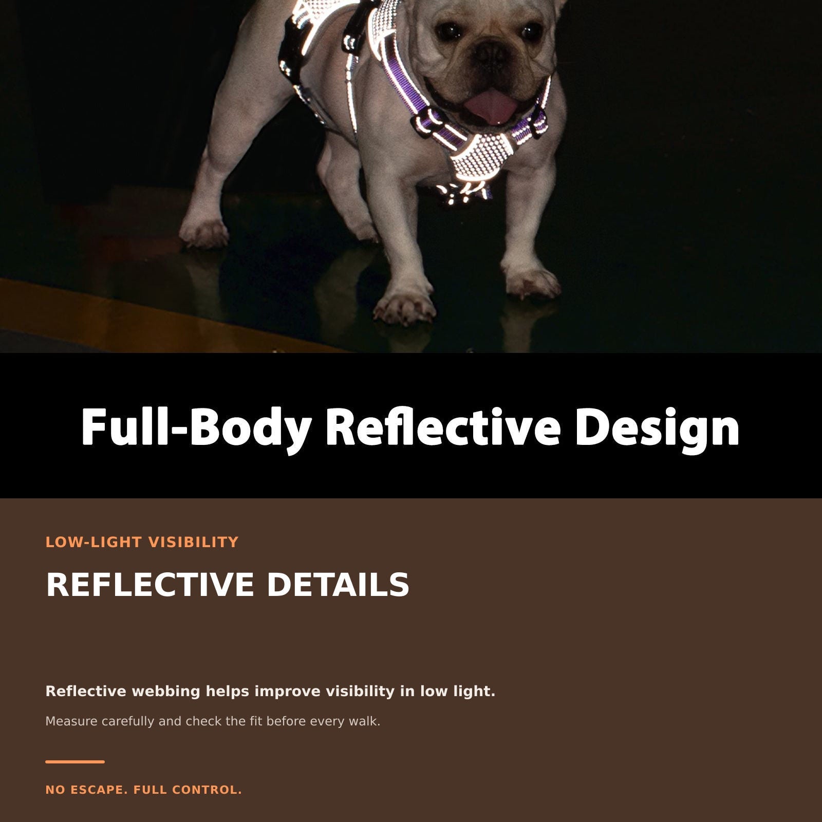 Huntboo BackSecure Reflective dog harness in lavender purple, key feature details #color_lavender purple