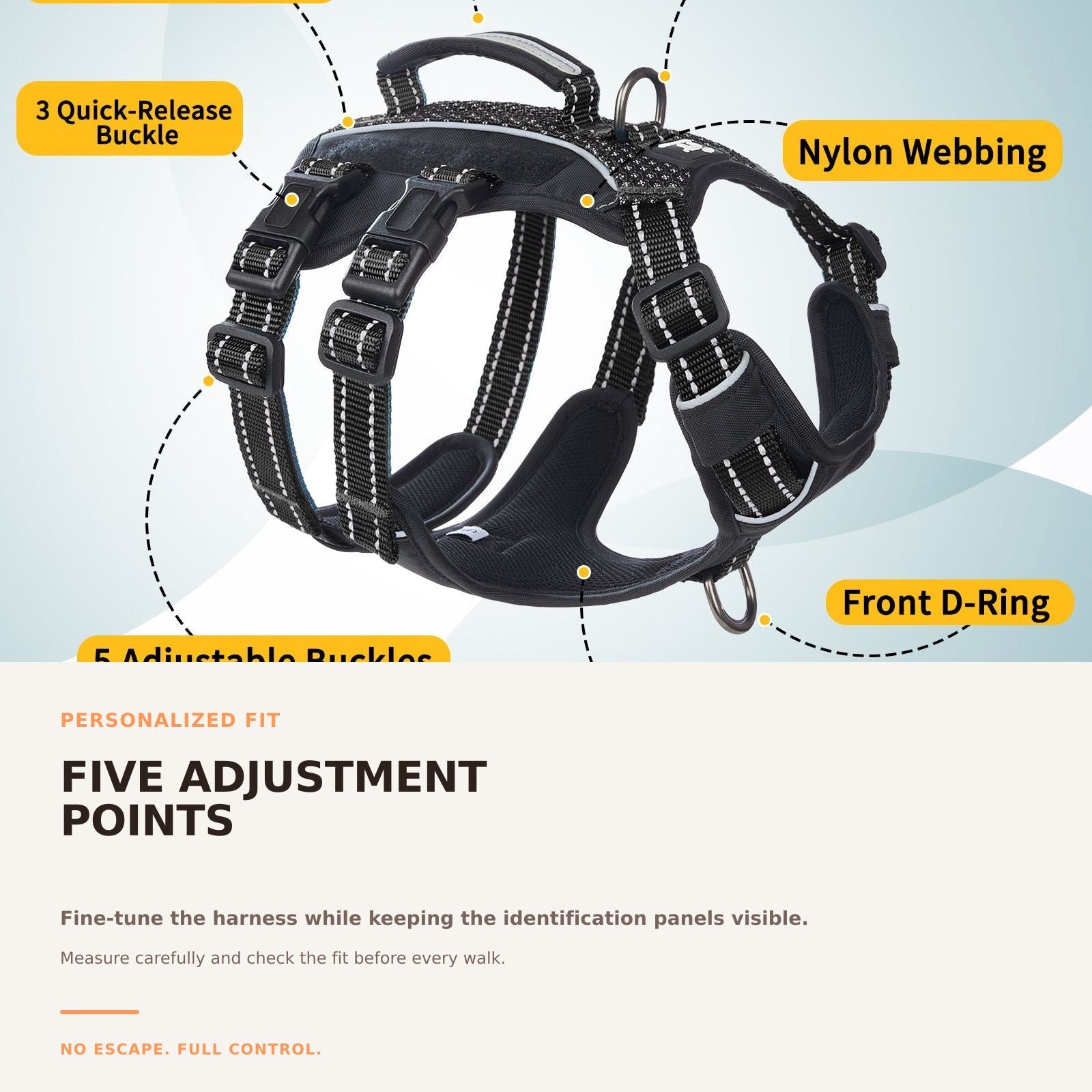 GuardPatchPro Reflective Black dog harness #color_black