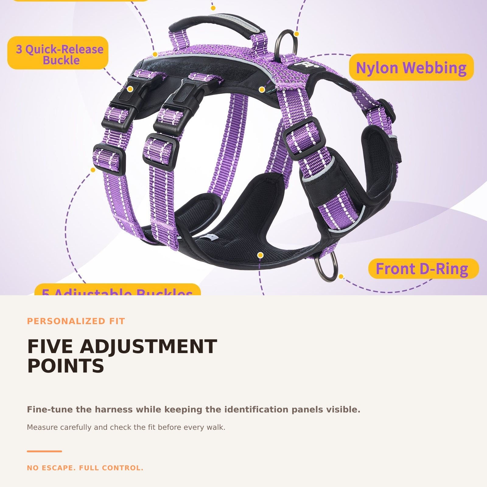 GuardPatchPro Reflective Lavender Purple dog harness #color_lavender purple
