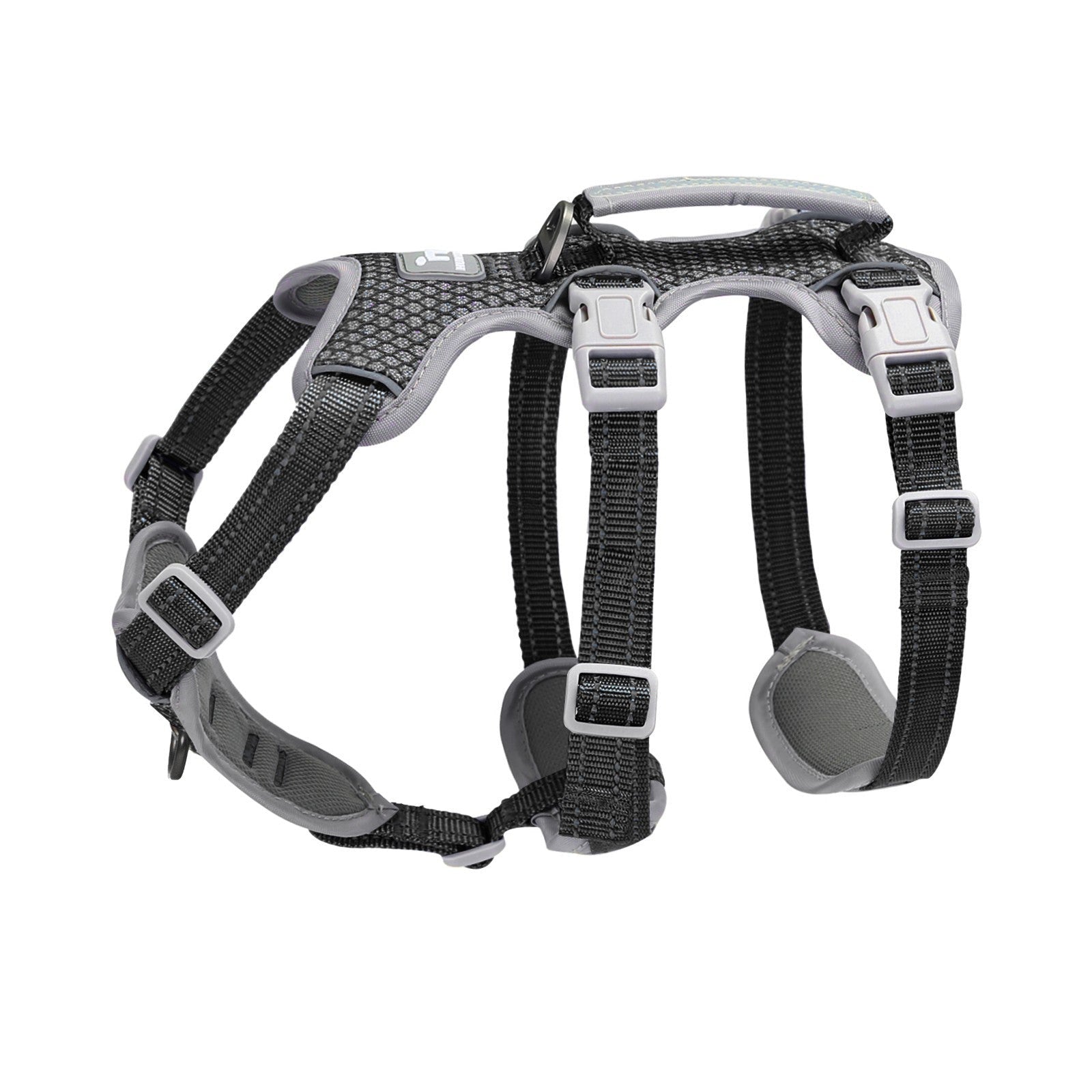 Huntboo HalfGuardian Reflective escape-proof dog harness in static black, product view on a clean background #color_static black