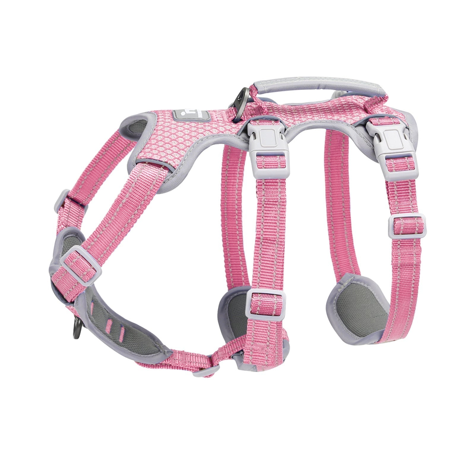 Huntboo HalfGuardian Reflective escape-proof dog harness in light pink, product view on a clean background #color_light pink