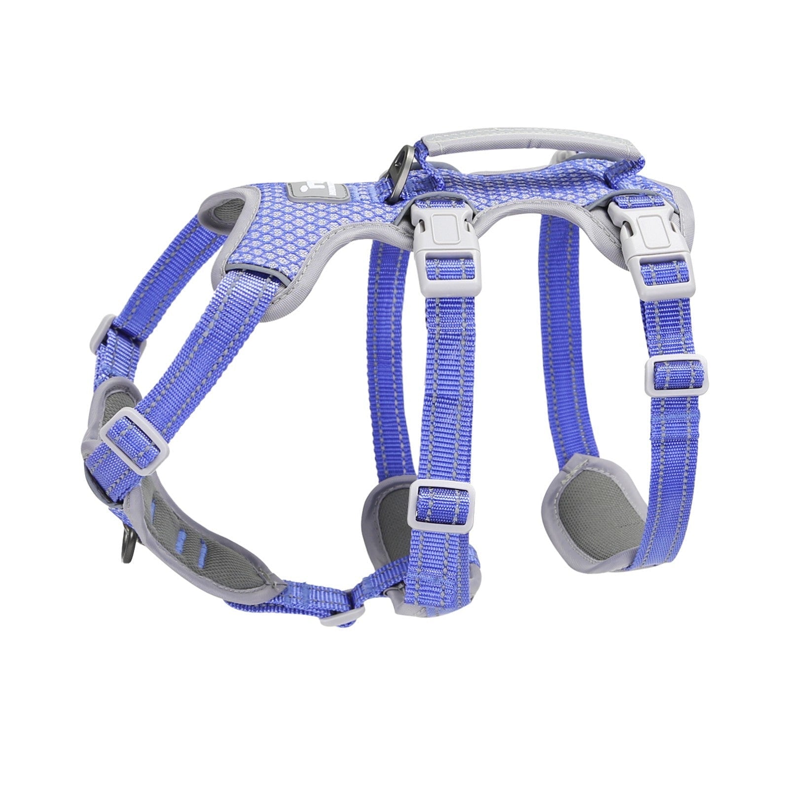 Huntboo HalfGuardian Reflective escape-proof dog harness in tech blue, product view on a clean background #color_tech blue