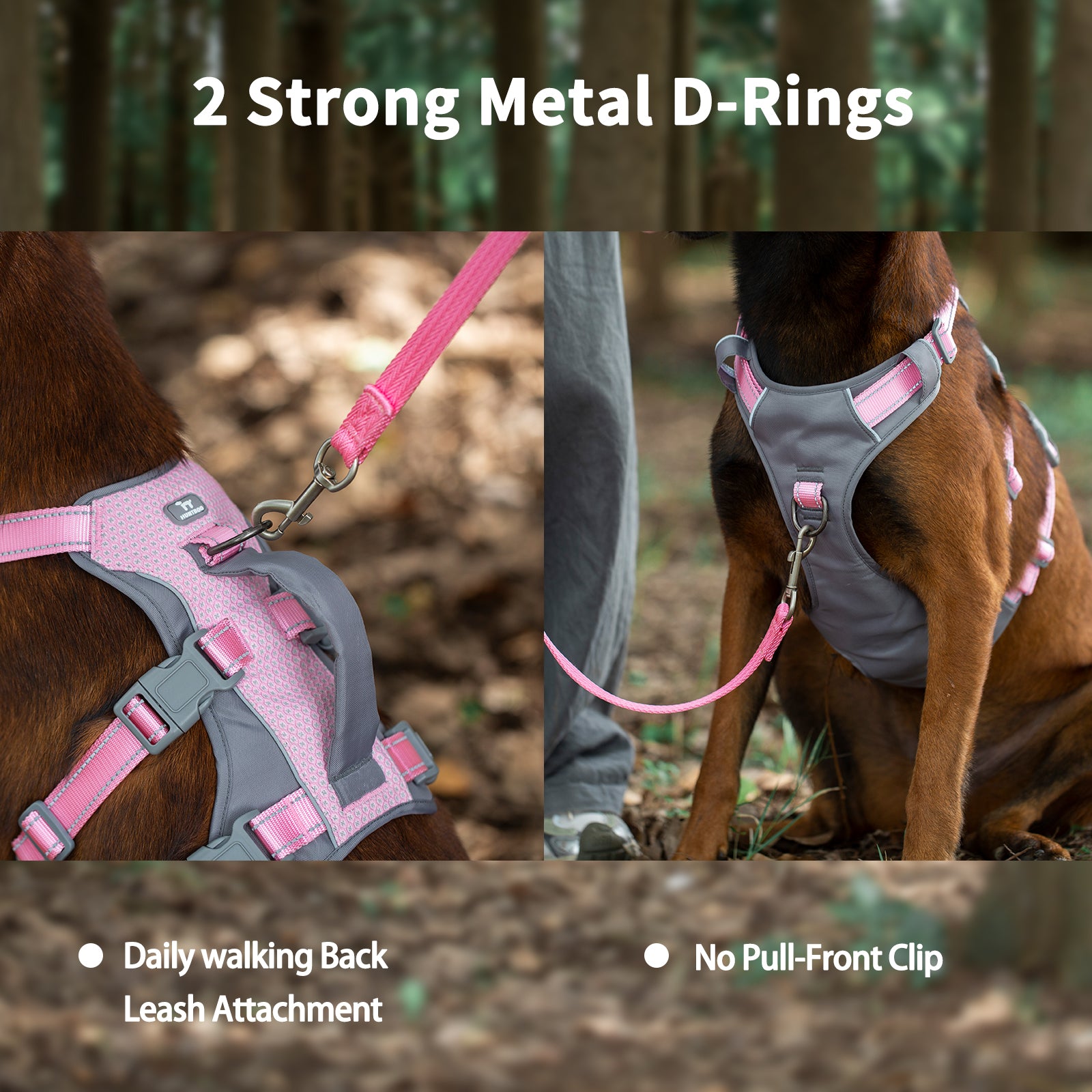 AllShieldPro™ Reflective Dog Harness with Handle Light Pink