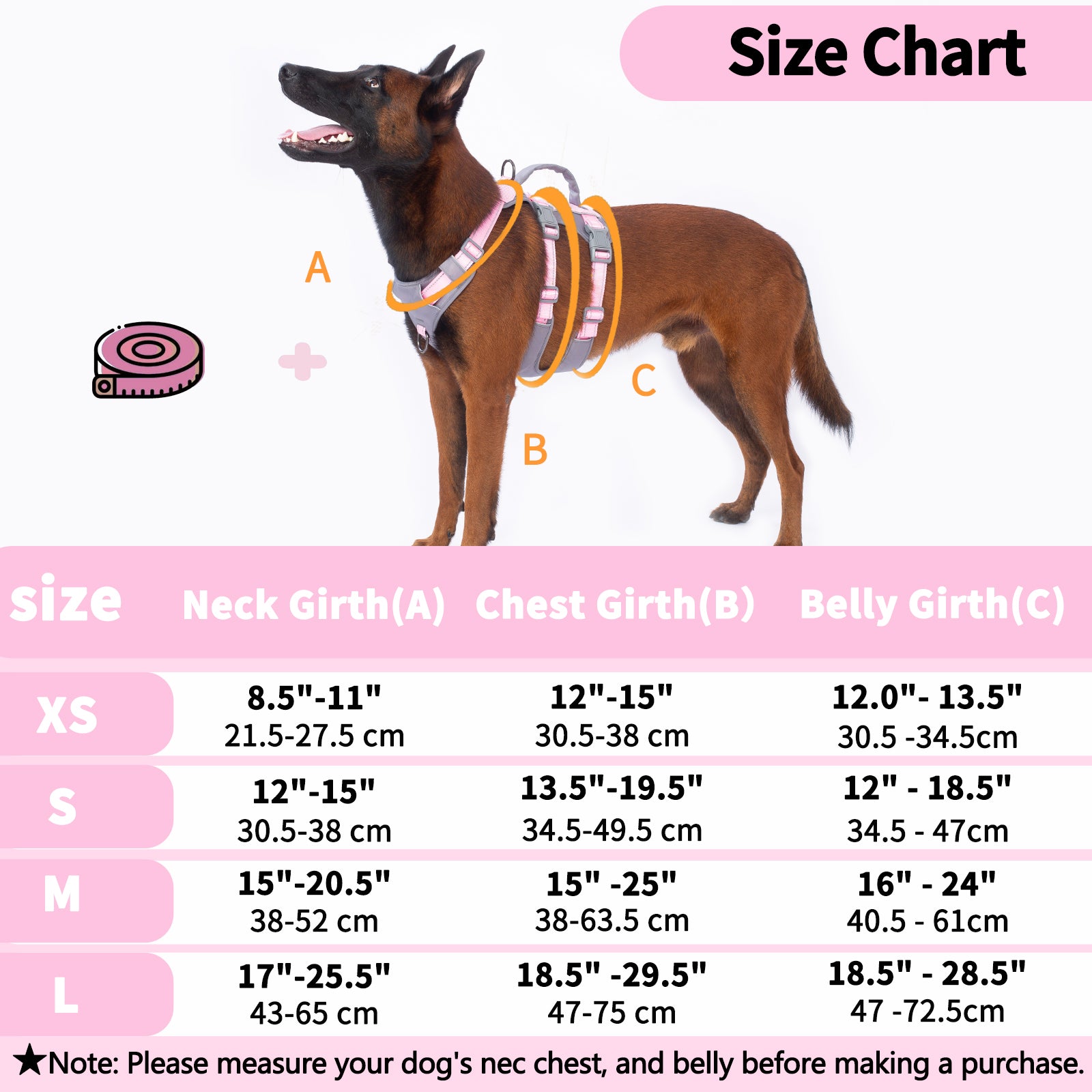 AllShieldPro Reflective Light Pink dog harness reflective visibility details