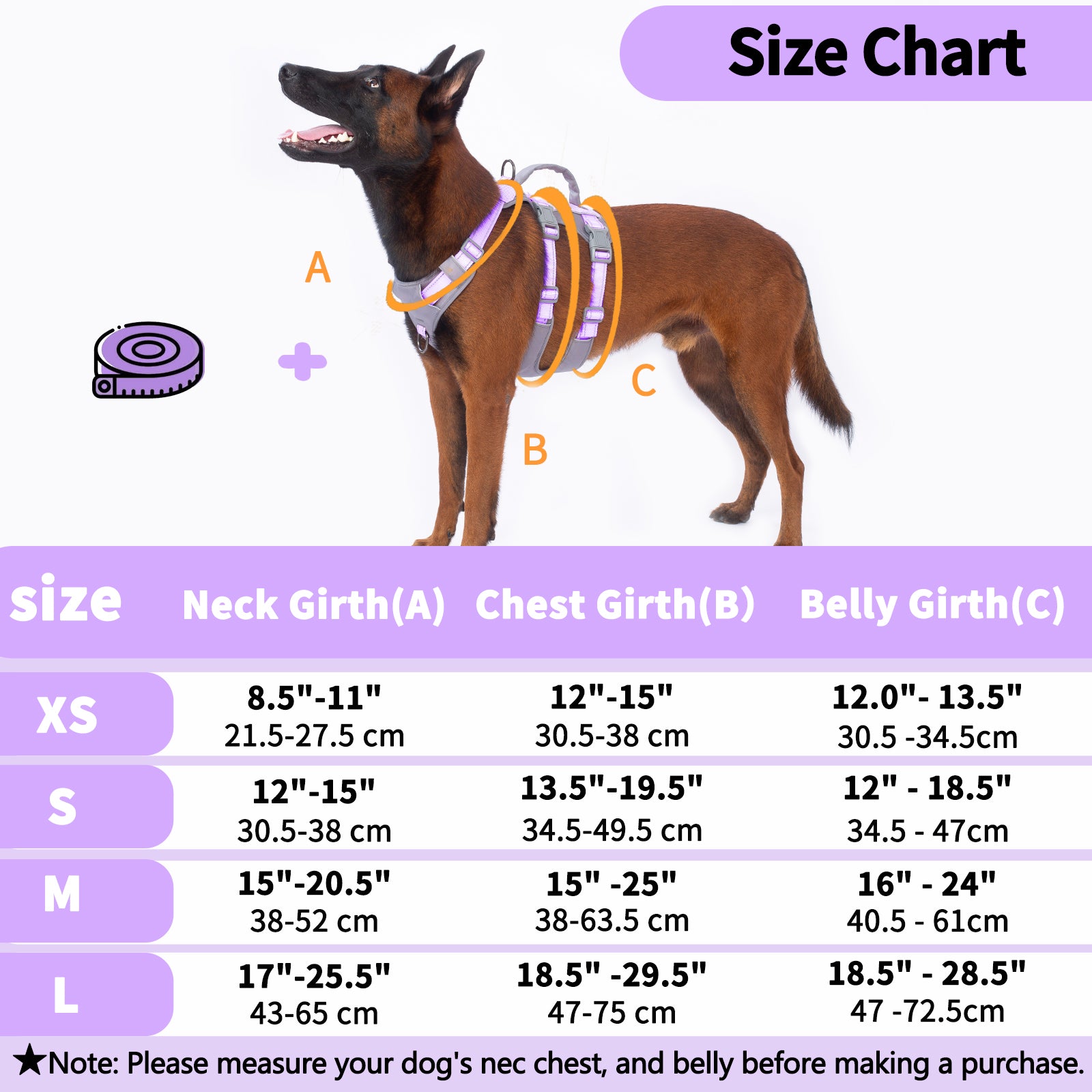 AllShieldPro™ Reflective Dog Harness with Handle  Lavender Purple