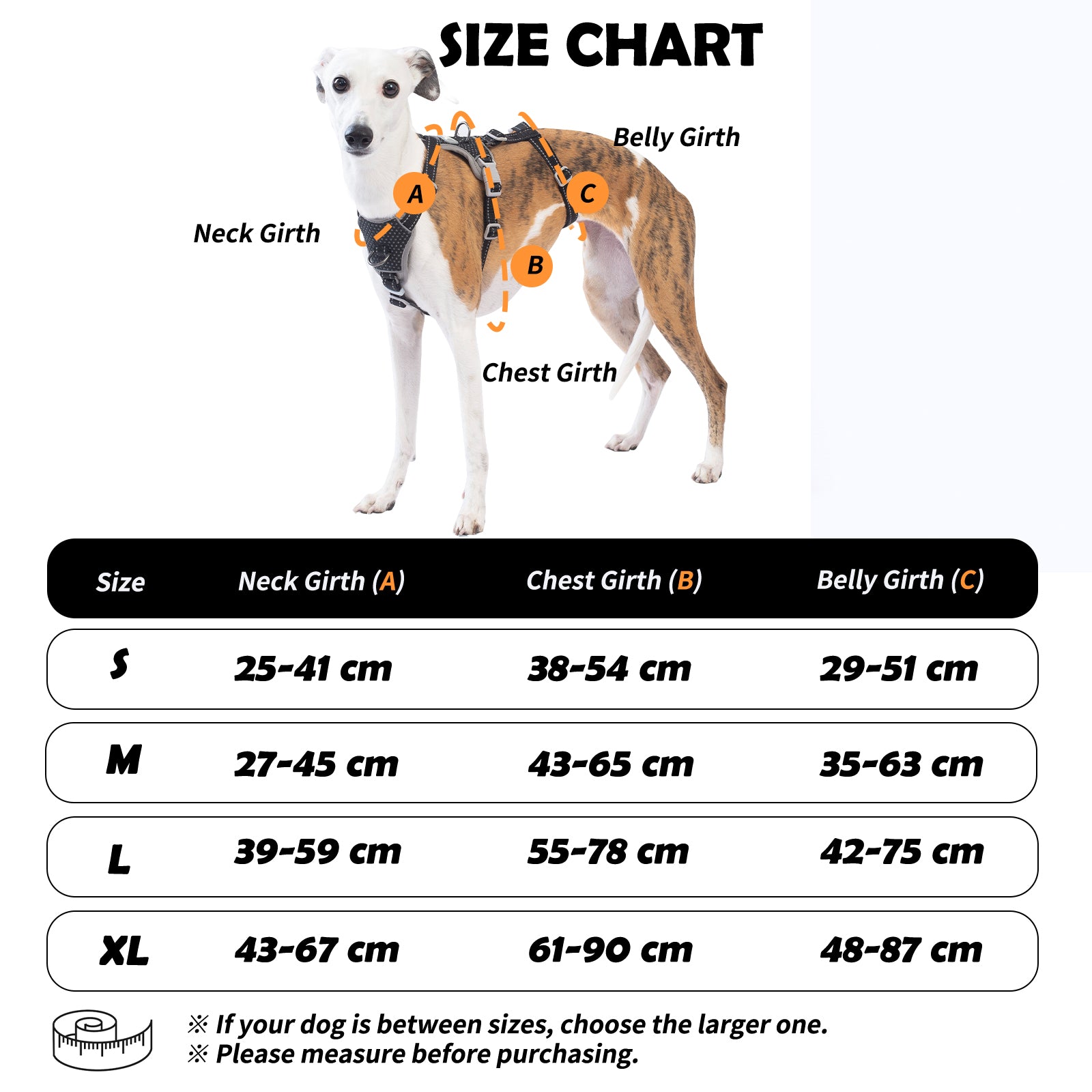 Two-in-OneGuard Reflective Black dog harness coverage and fit details