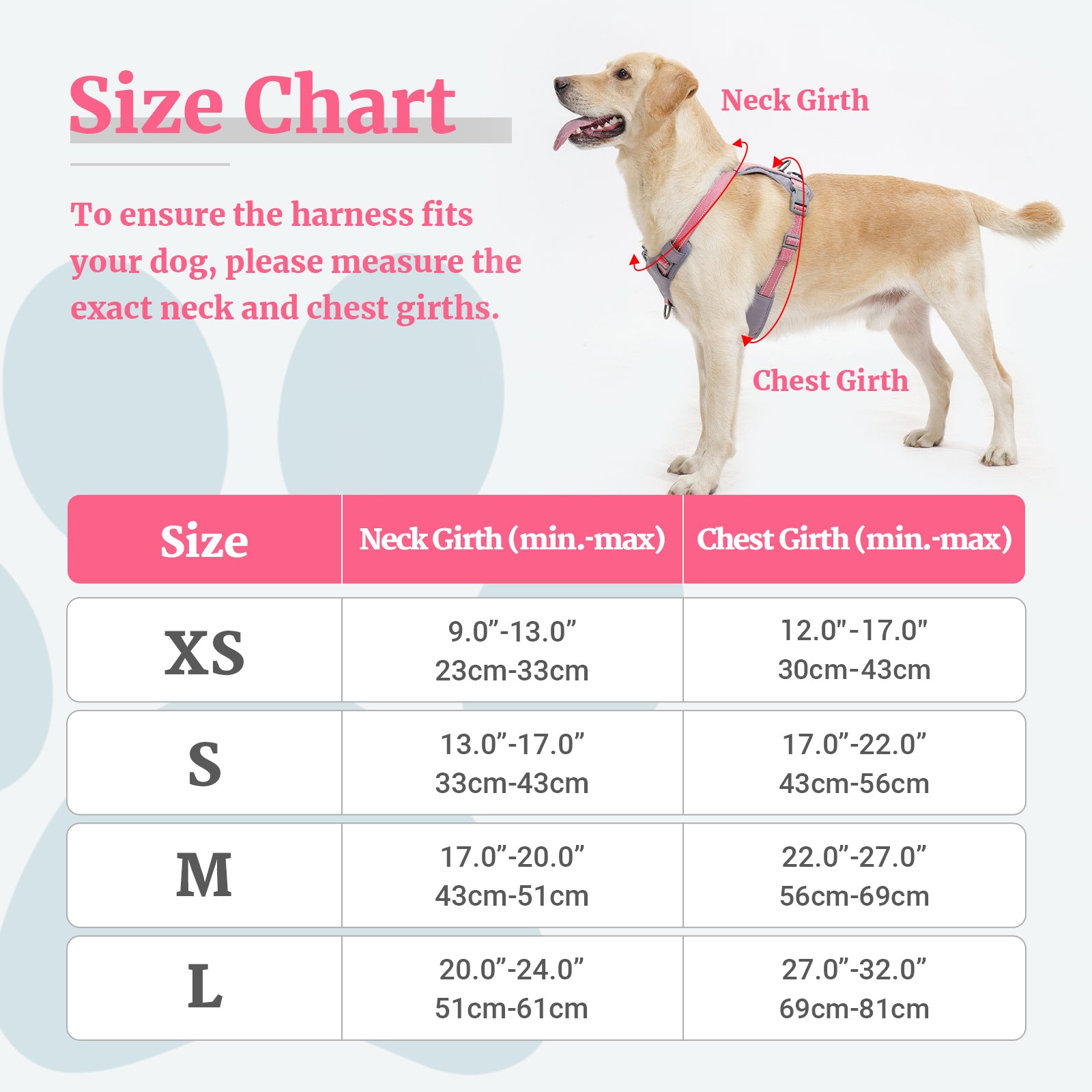 LiteTrail™ Reflective No Pull Dog Harness Pink