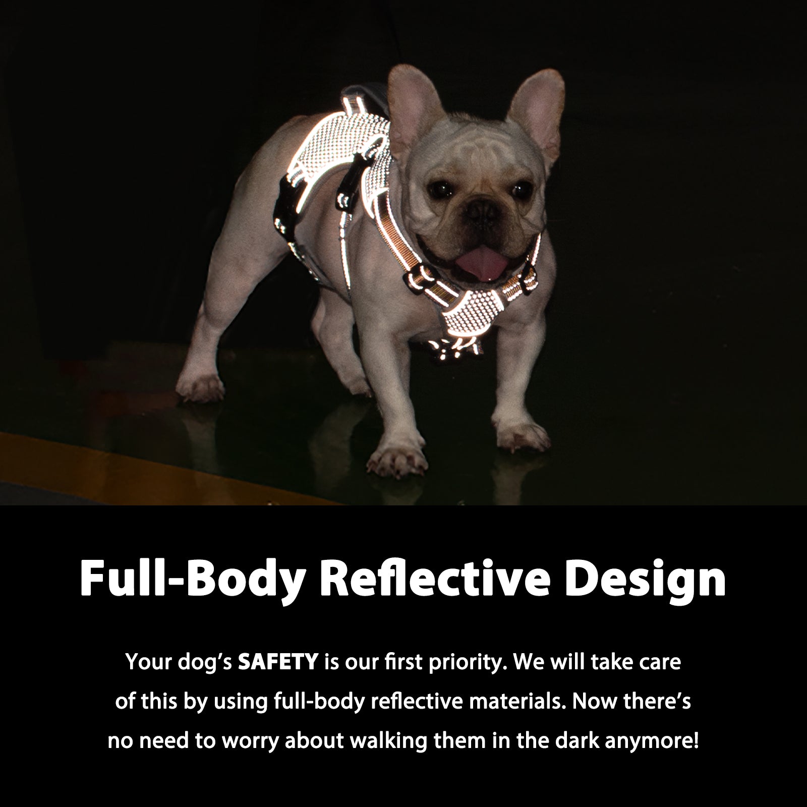 BackSecure Reflective Orange dog harness padded comfort and breathable construction