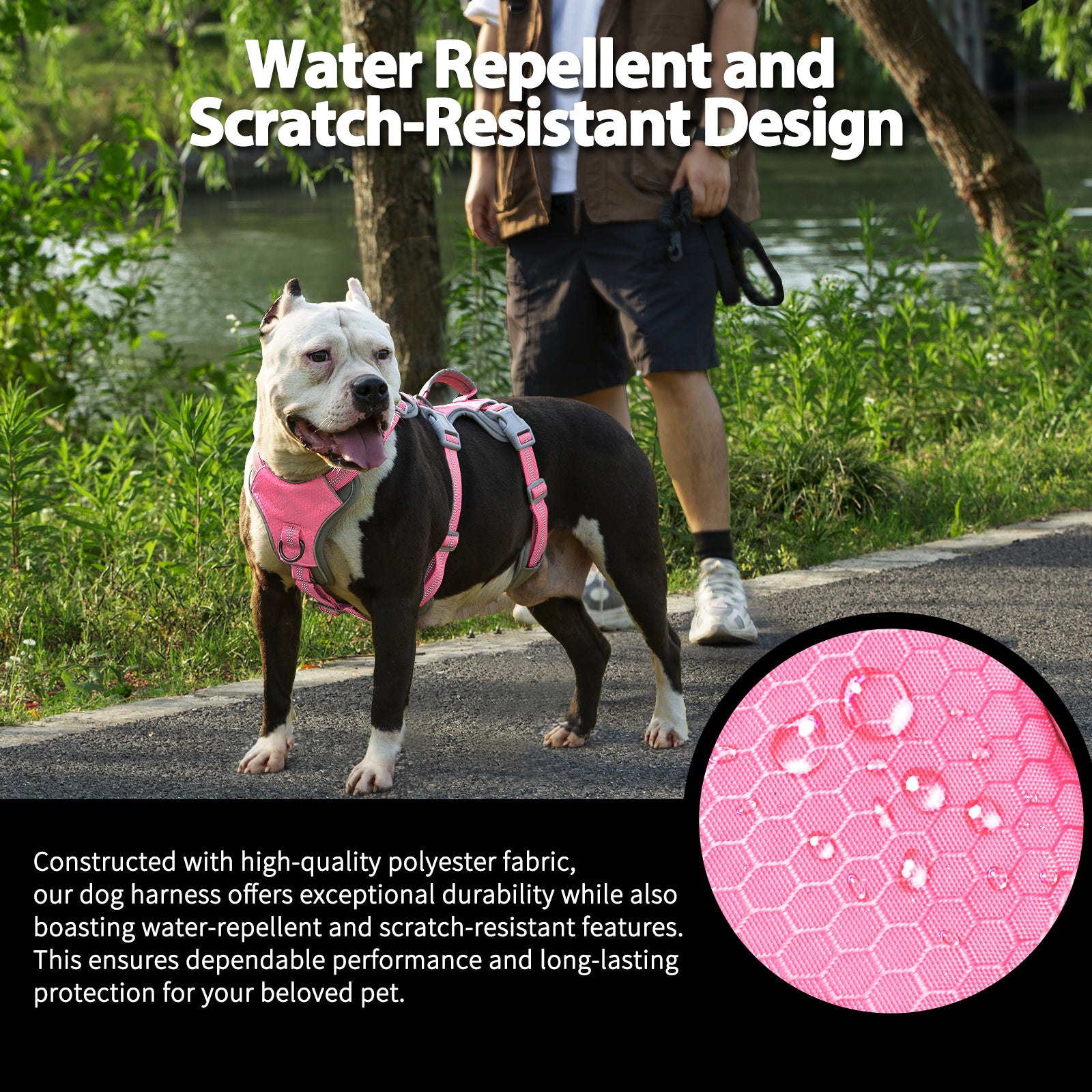 HalfGuardian Dustproof Pink dog harness adjustable straps and buckle details