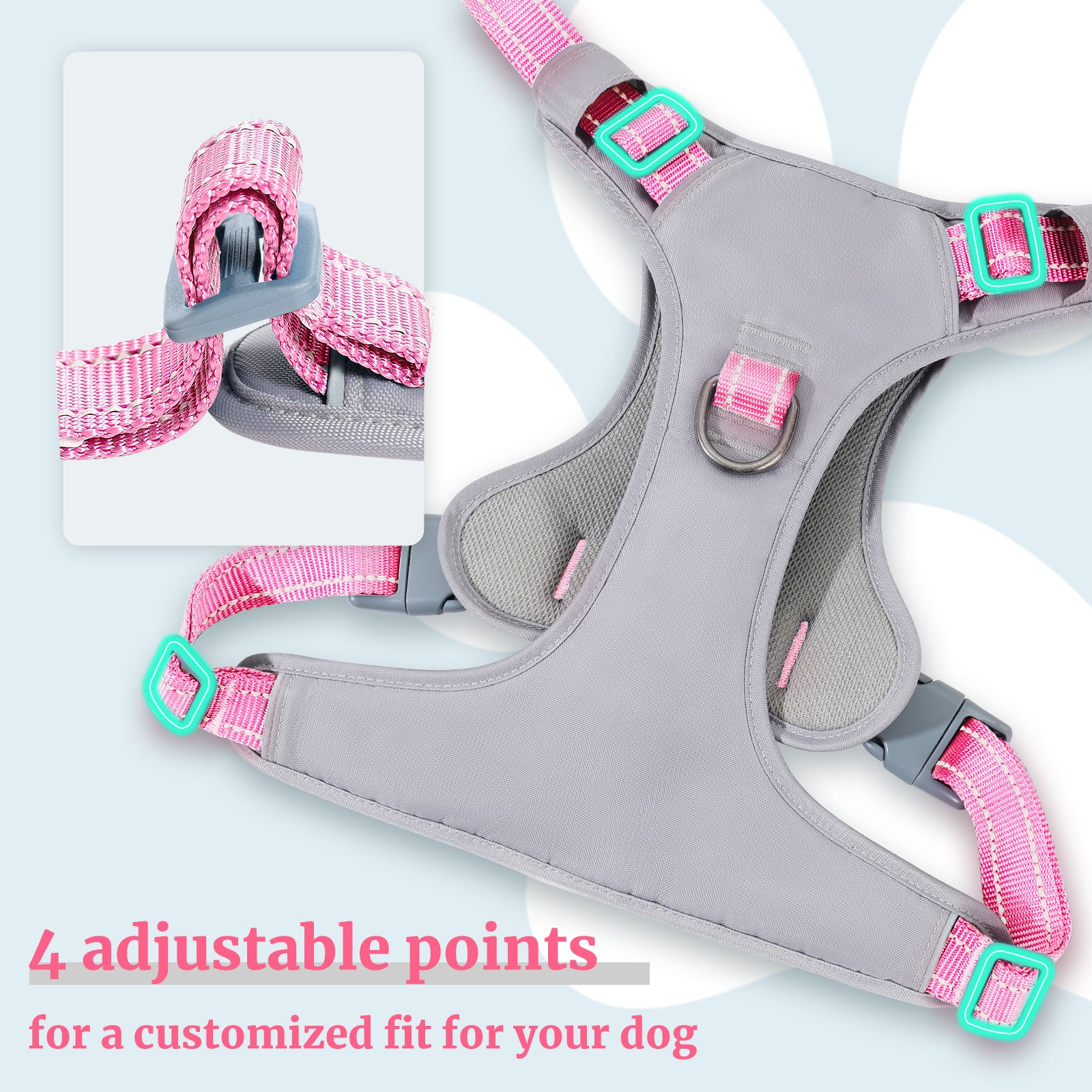LiteTrail™ Reflective No Pull Dog Harness Pink