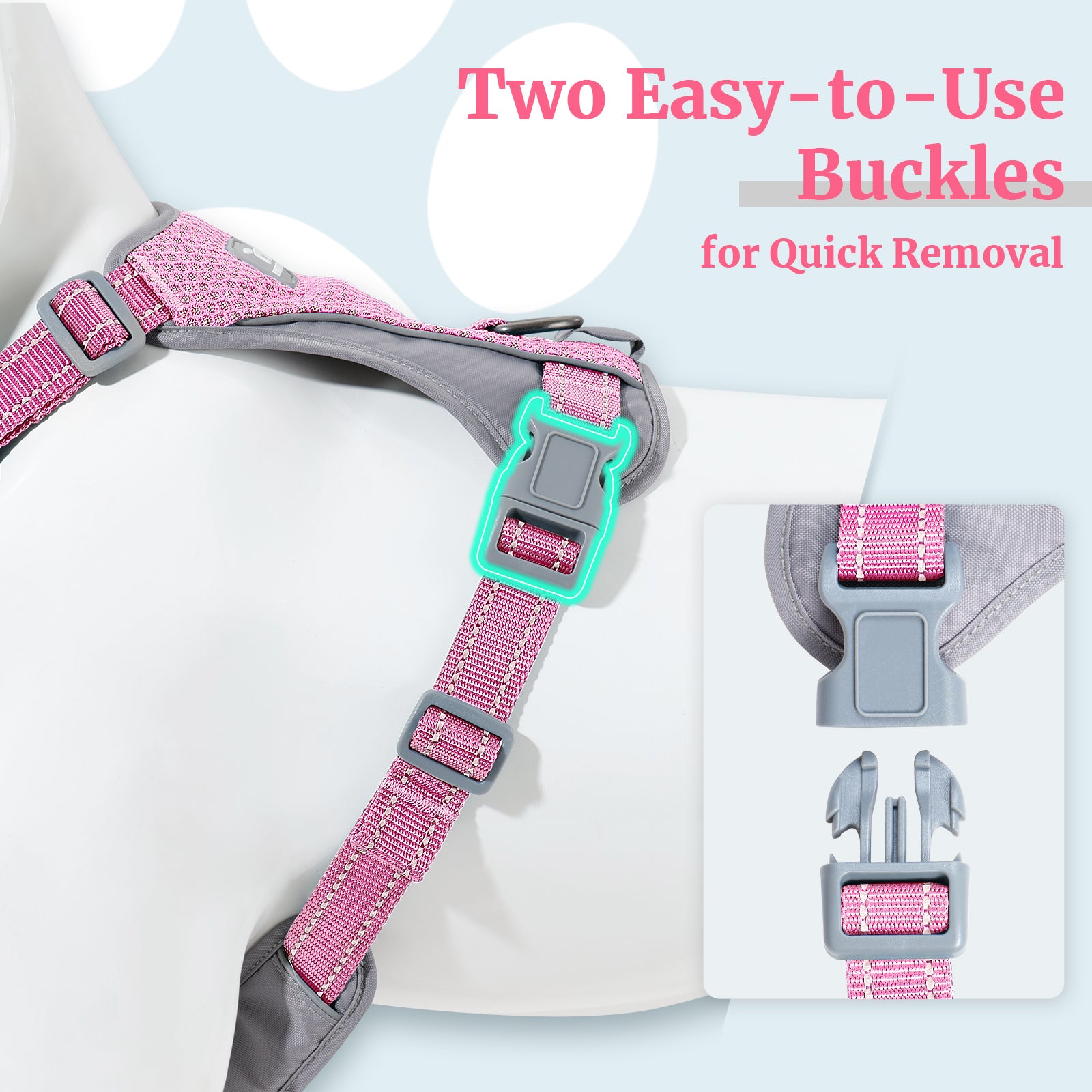 LiteTrail™ Reflective No Pull Dog Harness Pink