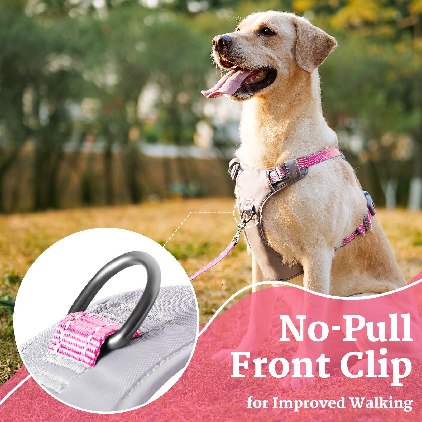 LiteTrail™ Reflective No Pull Dog Harness Pink