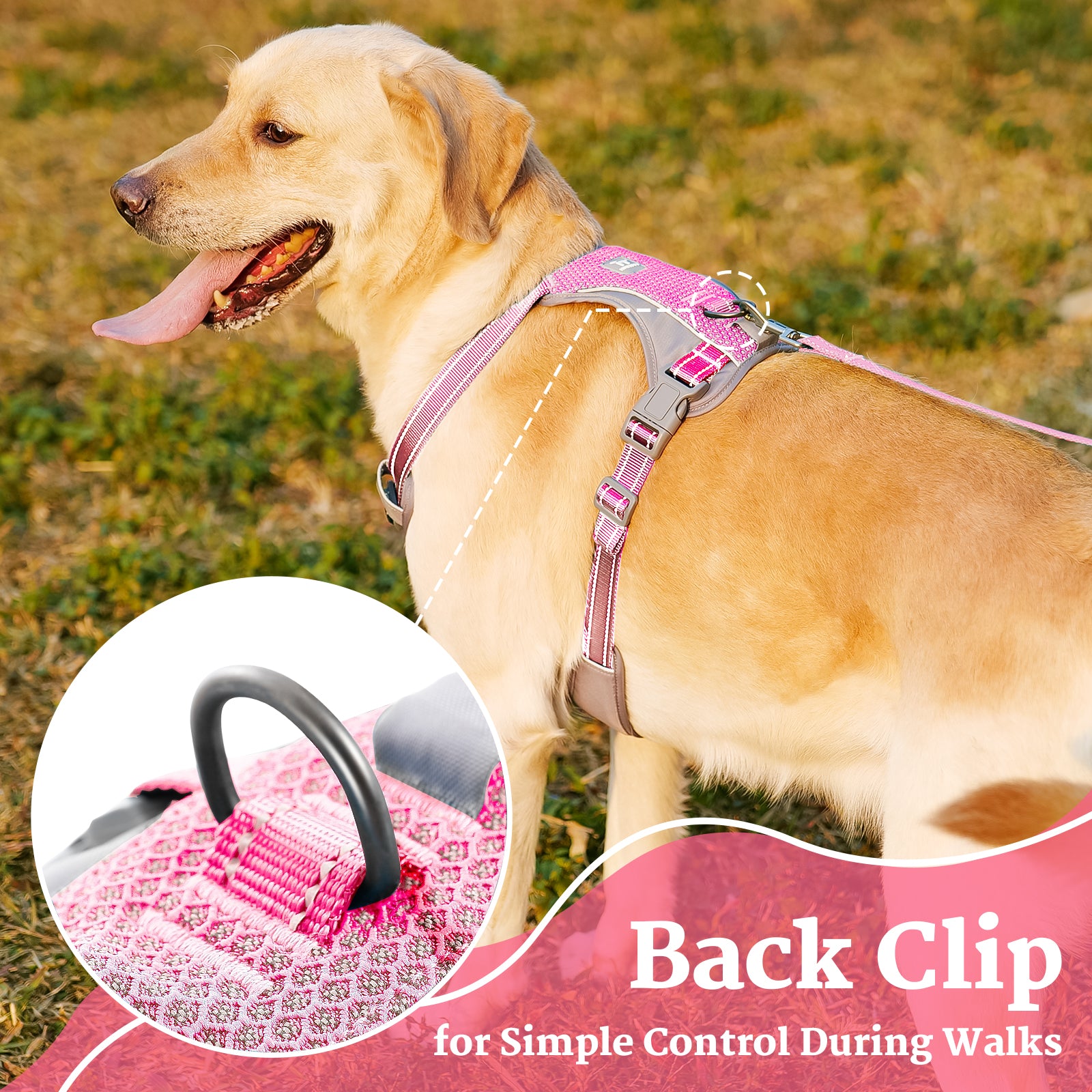 LiteTrail™ Reflective No Pull Dog Harness Pink