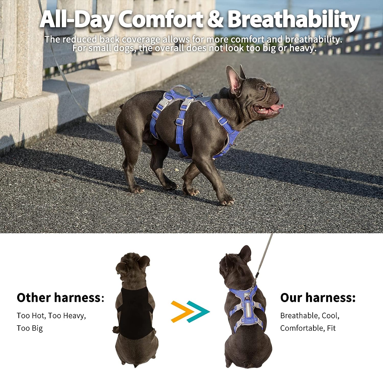 HalfGuardian™ Reflective Escape Proof Dog Harness Tech Blue