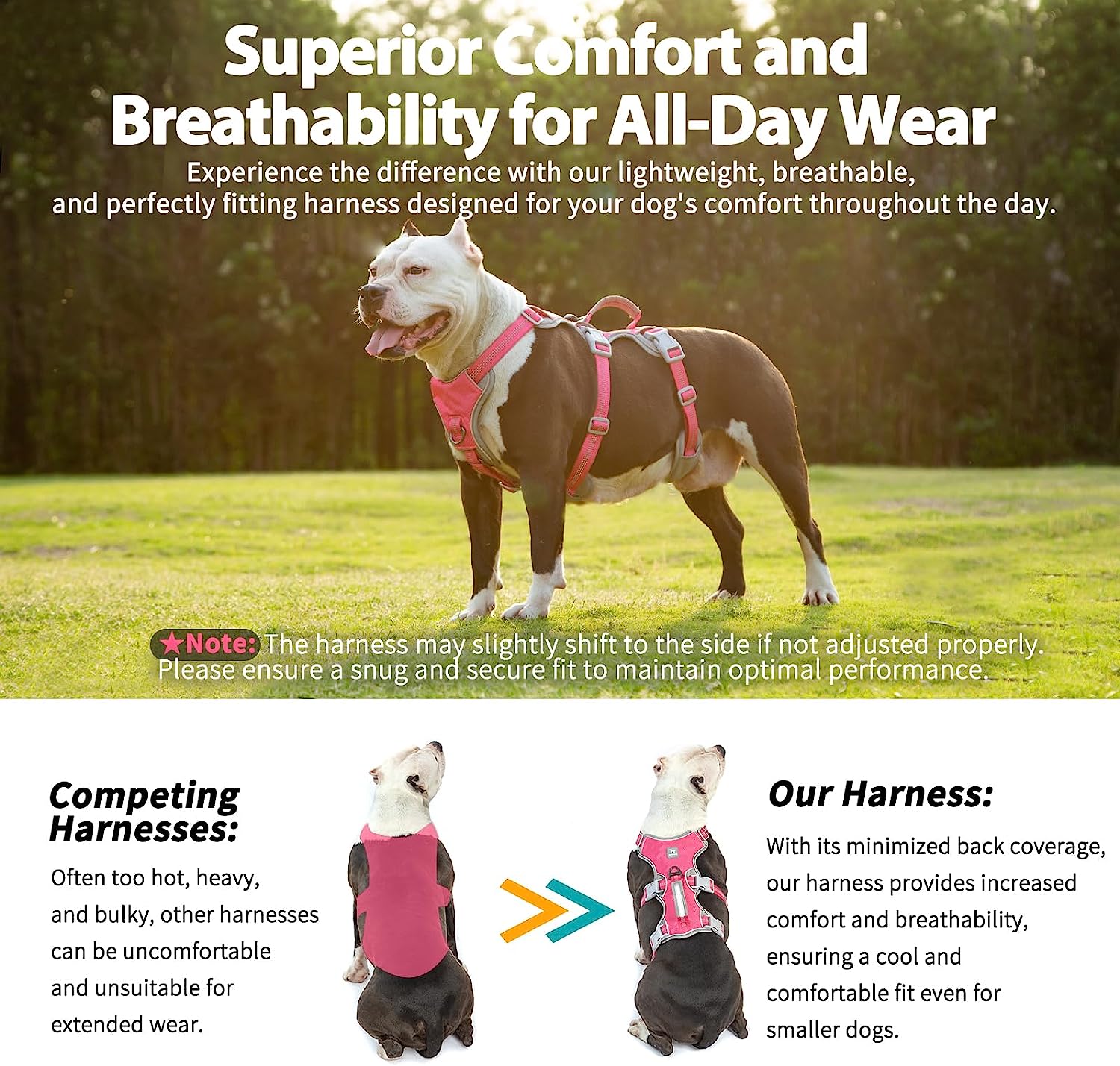 HalfGuardian Dustproof Rose Red dog harness padded comfort and breathable construction
