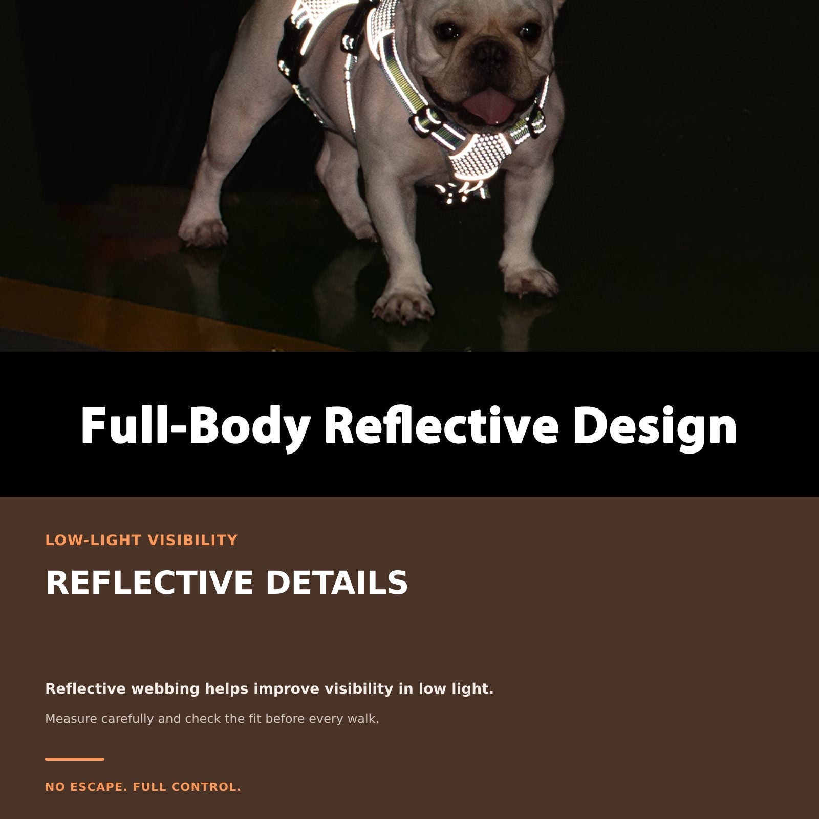 Huntboo BackSecure Reflective dog harness in green, key feature details #color_green