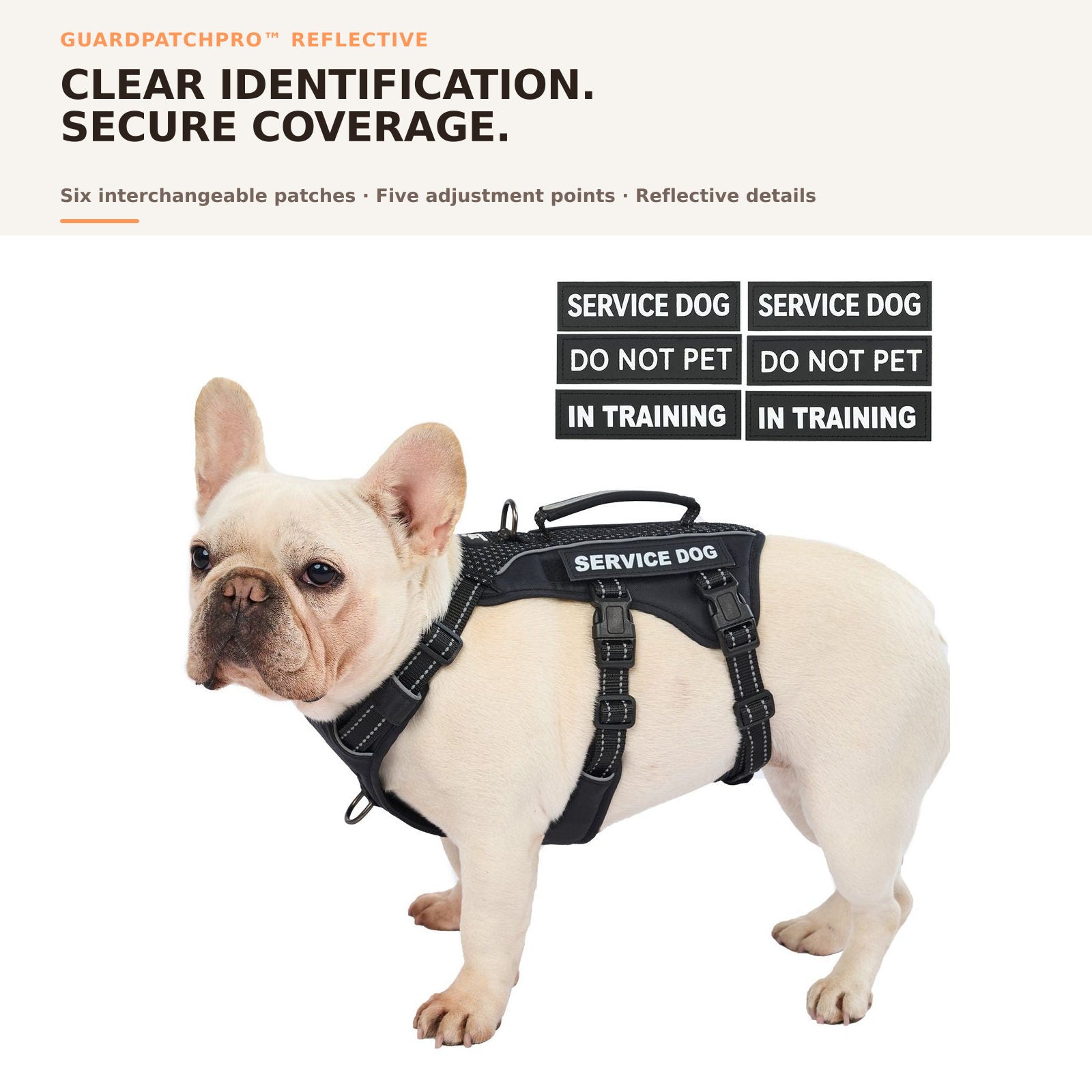 GuardPatchPro Reflective Black dog harness #color_black