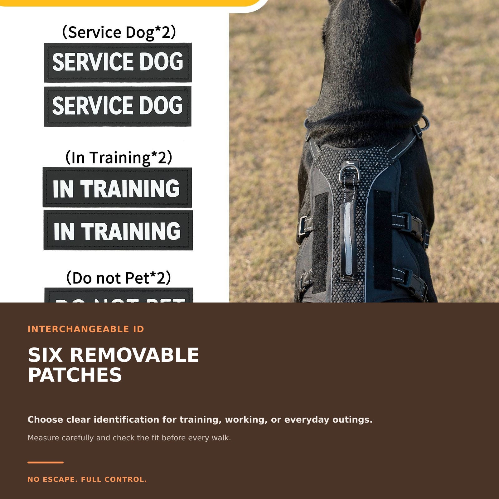 GuardPatchPro Reflective Black dog harness #color_black