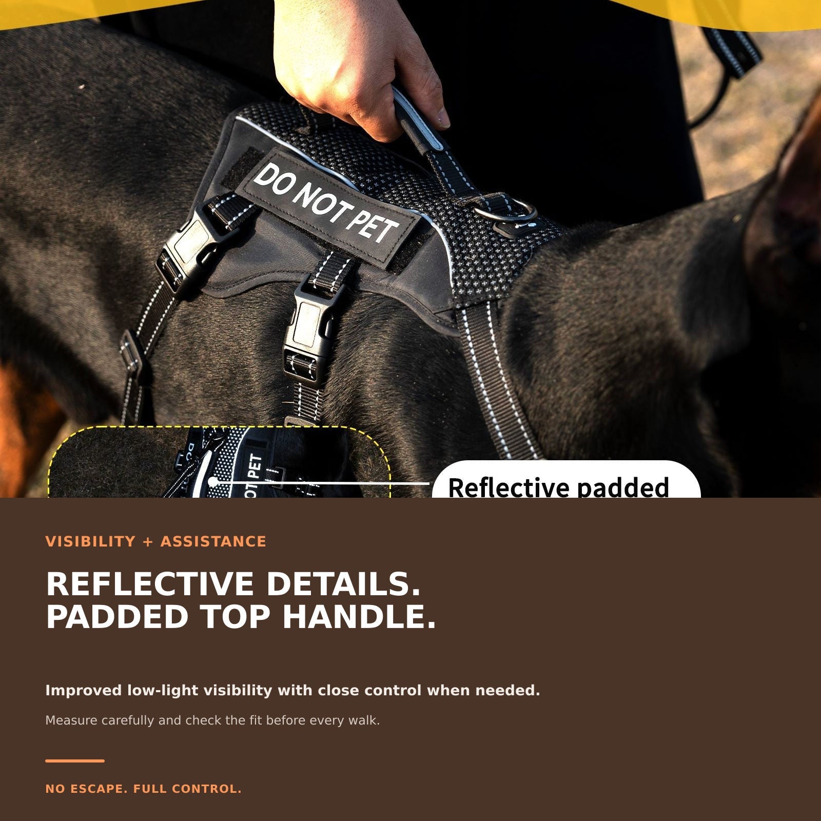 GuardPatchPro Reflective Black dog harness #color_black
