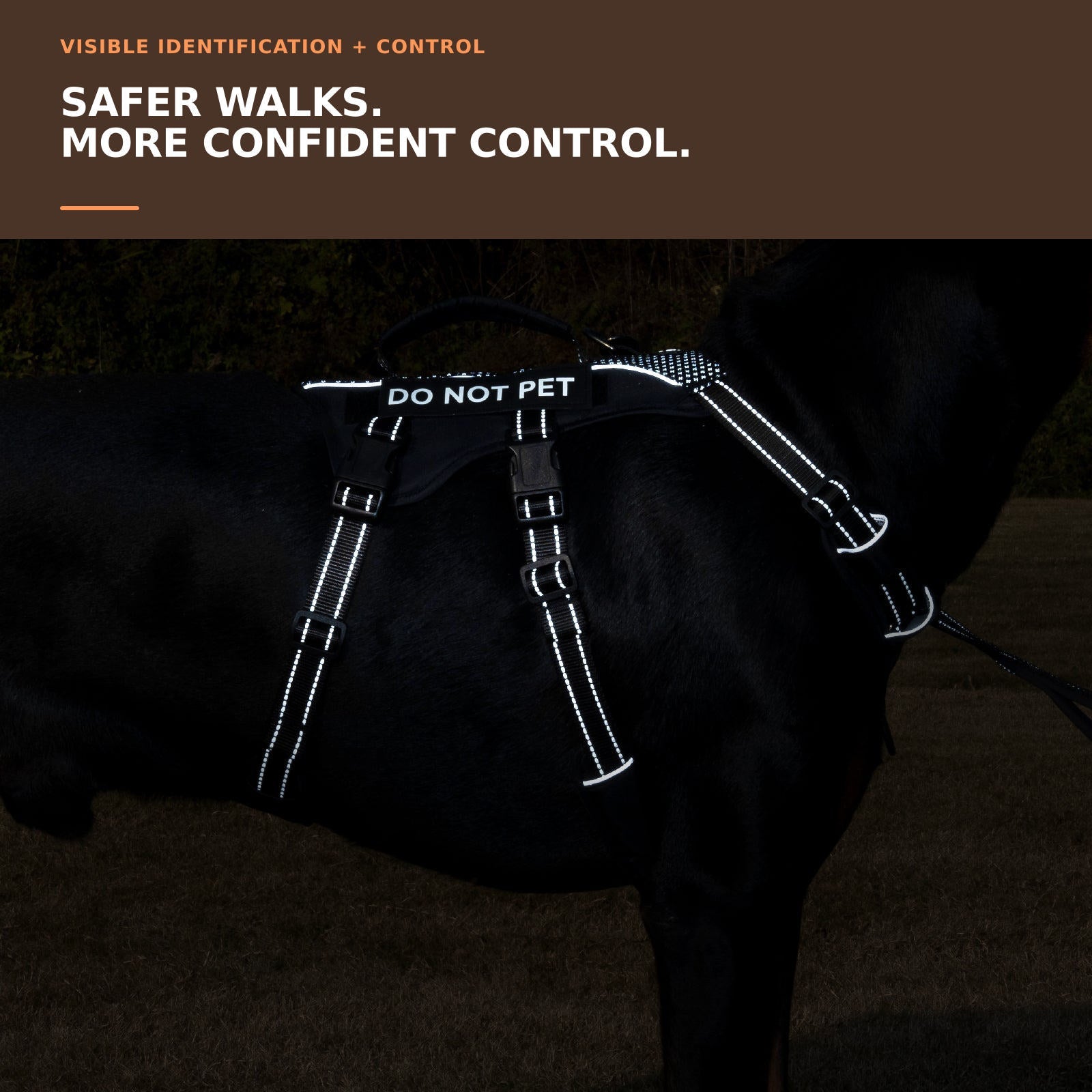 GuardPatchPro Reflective Black dog harness #color_black