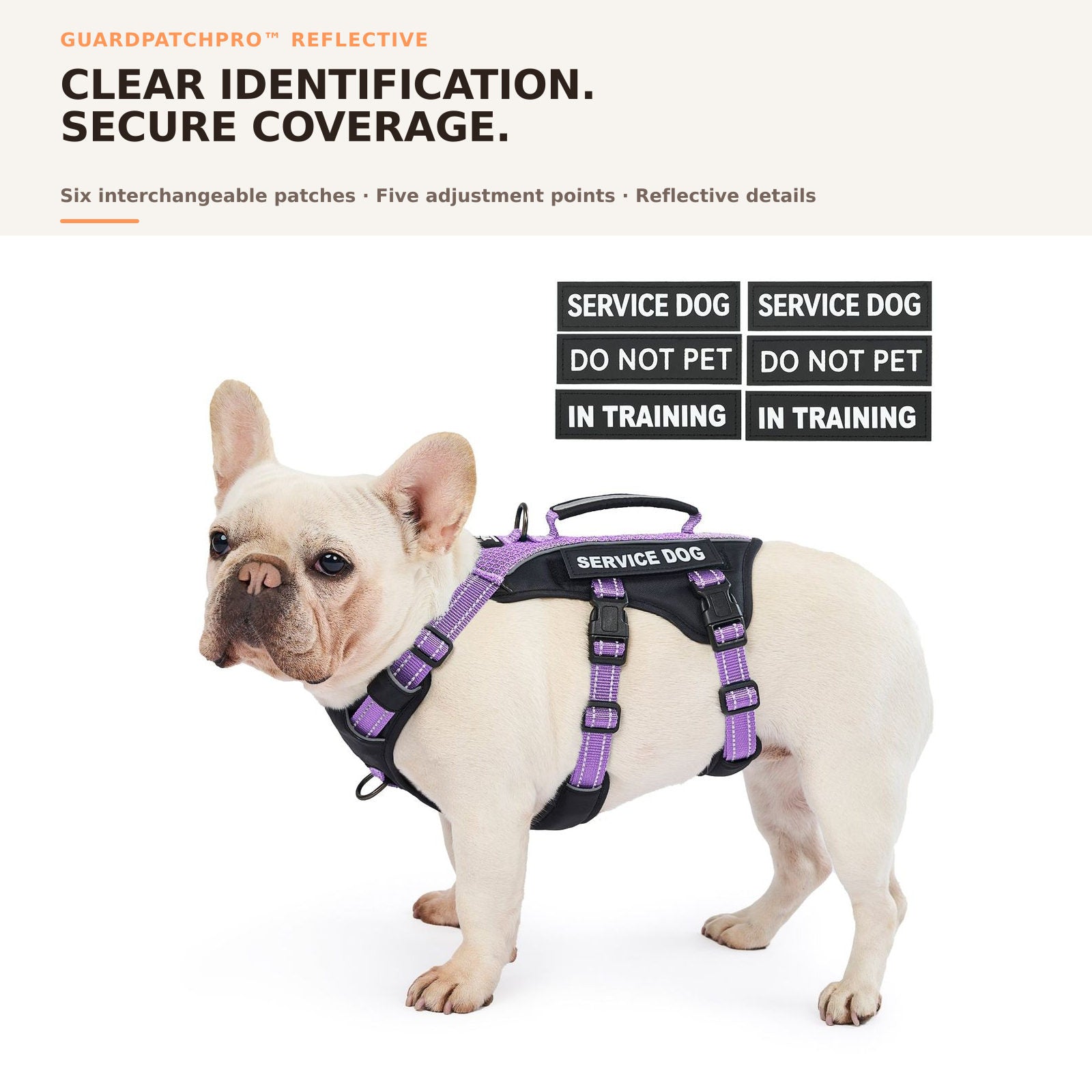 GuardPatchPro Reflective Lavender Purple dog harness #color_lavender purple