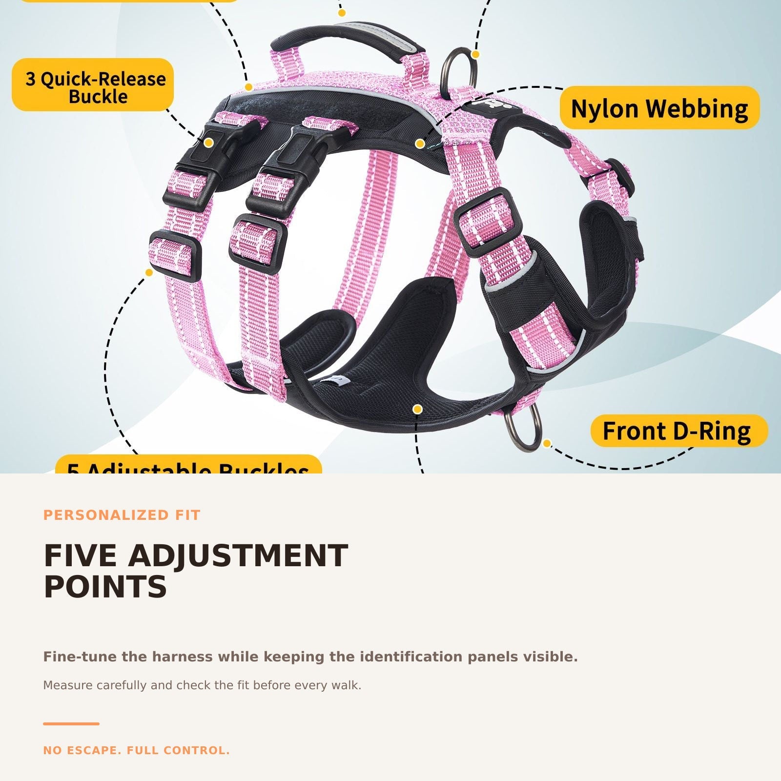 GuardPatchPro Reflective Pink dog harness #color_pink