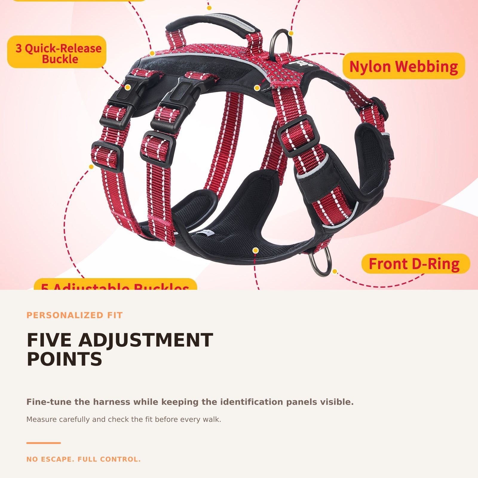 GuardPatchPro Reflective Red dog harness #color_red