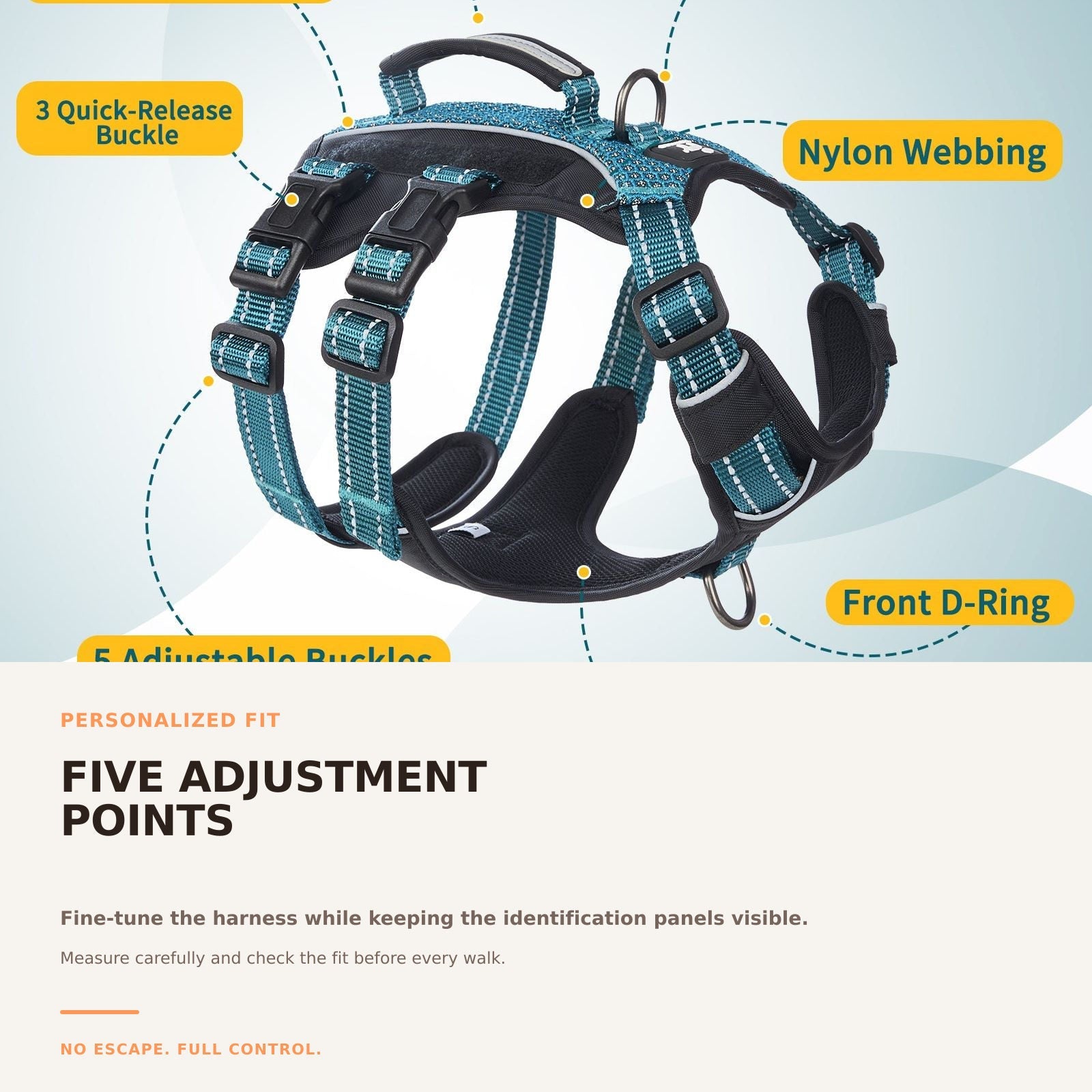 GuardPatchPro Reflective Teal dog harness #color_teal