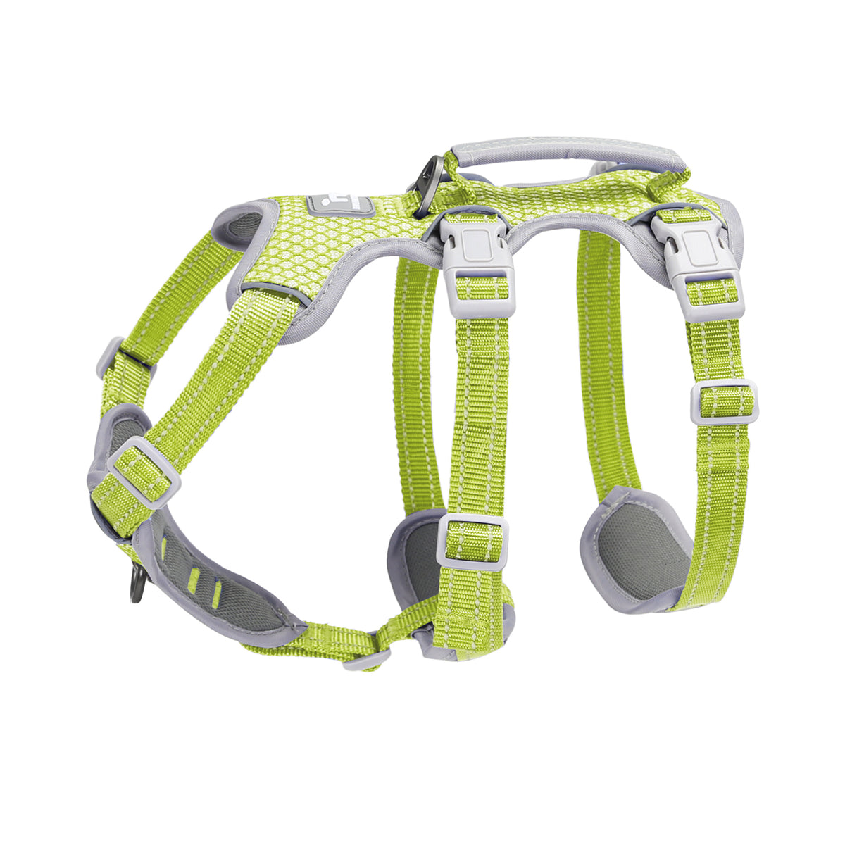 Huntboo HalfGuardian Reflective escape-proof dog harness in green, product view on a clean background #color_green