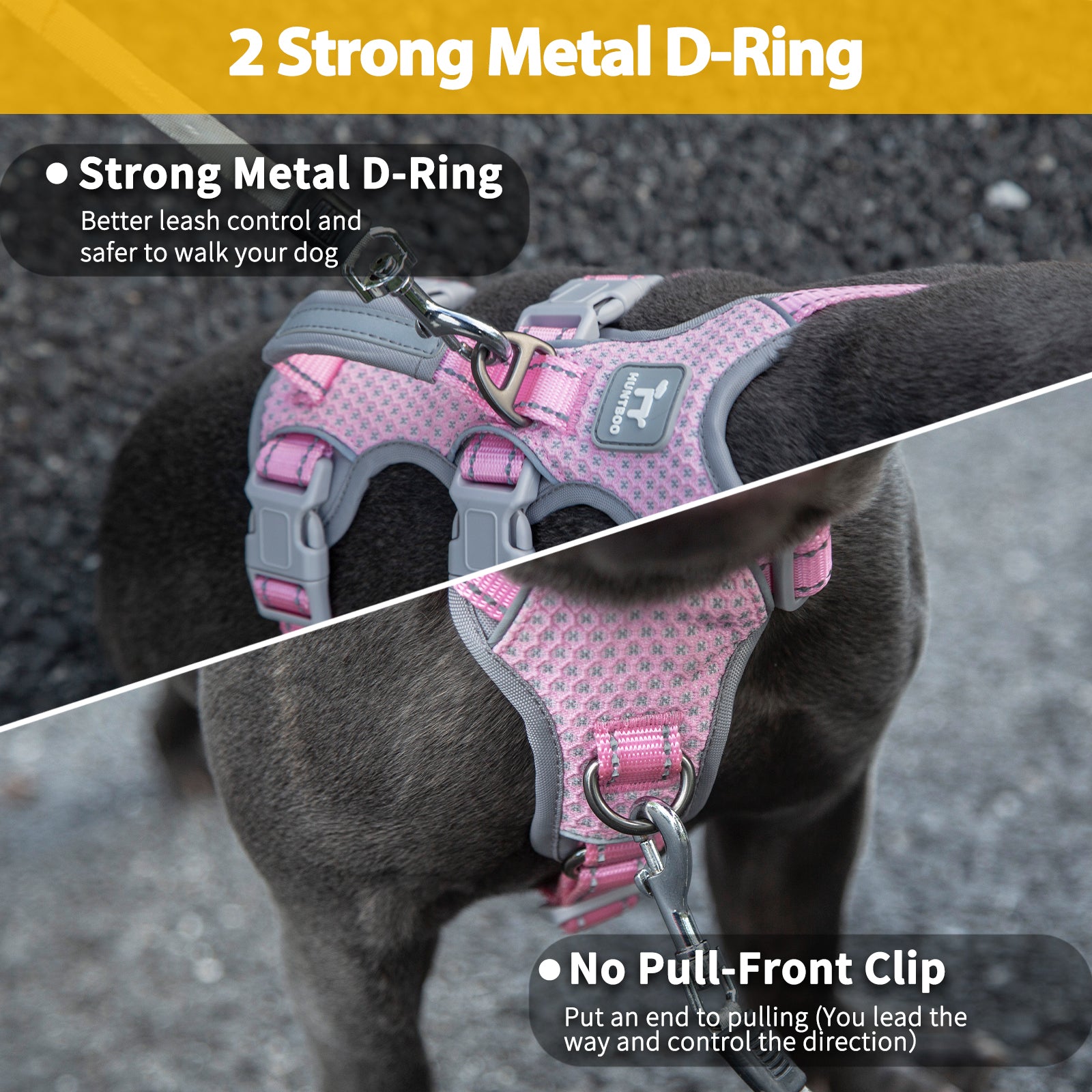 HalfGuardian™ Reflective Escape Proof Dog Harness Light Pink