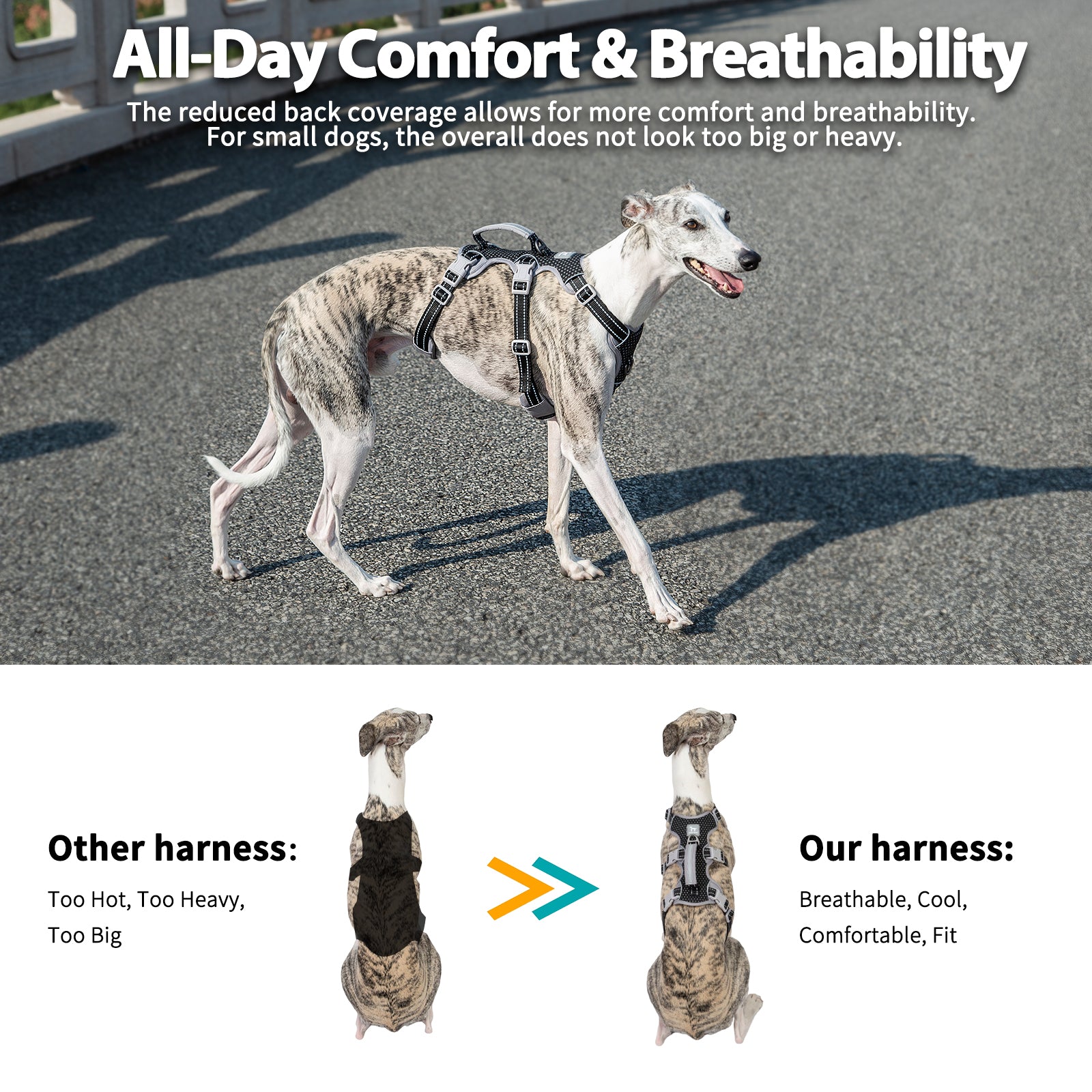 HalfGuardian™ Reflective Escape Proof Dog Harness Static Black